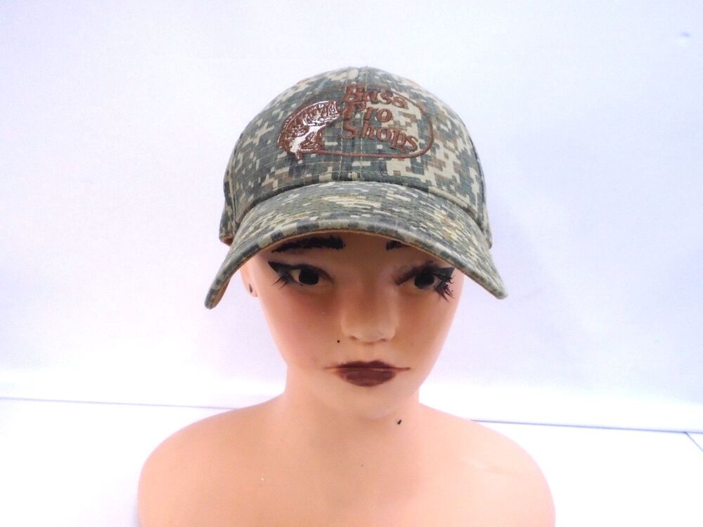 Bass Pro Shop Mens Fishing Strap back Hat Camo Cap Orange Baseball